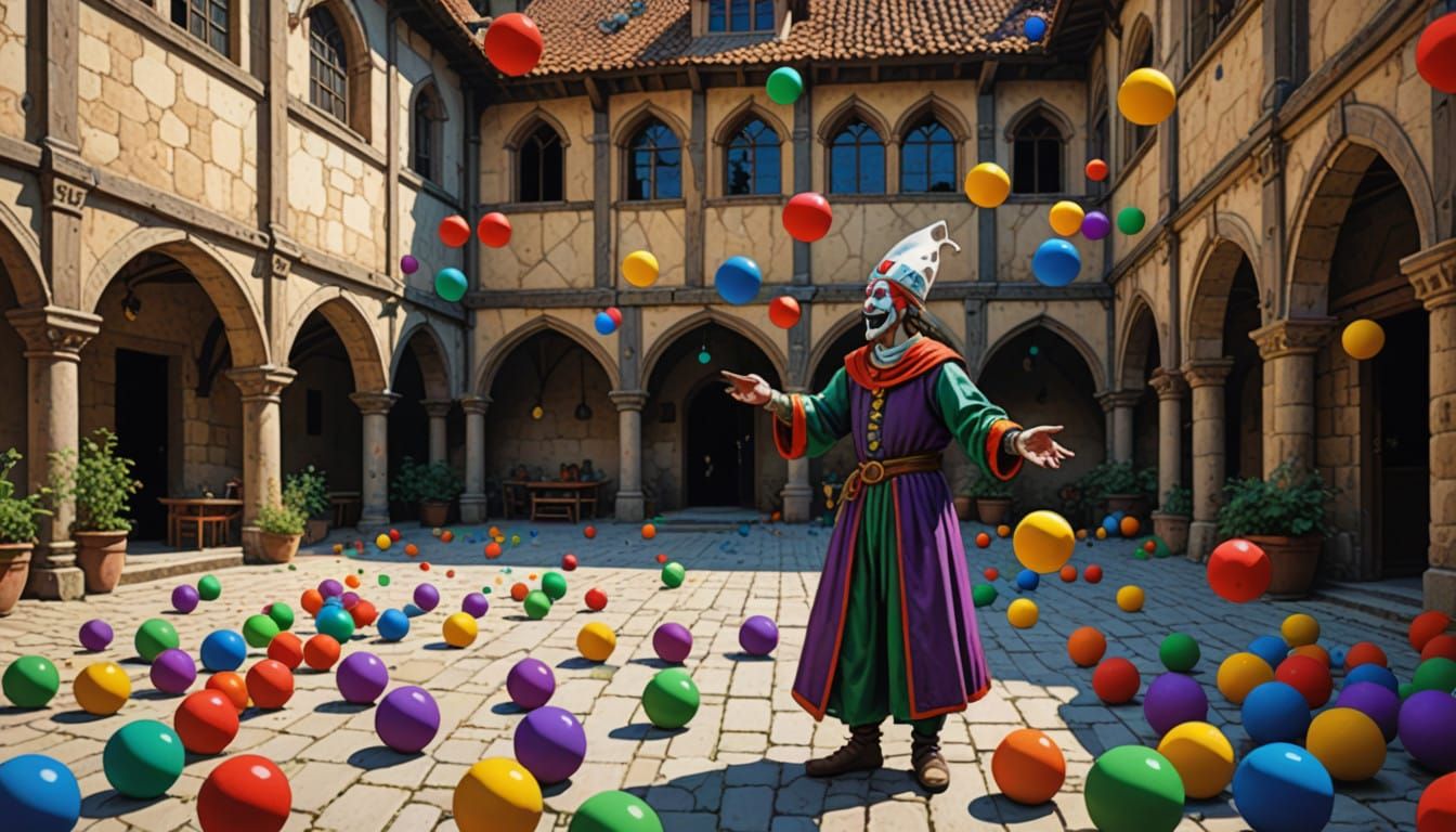 Medieval Jester in Vibrant 8bit Style