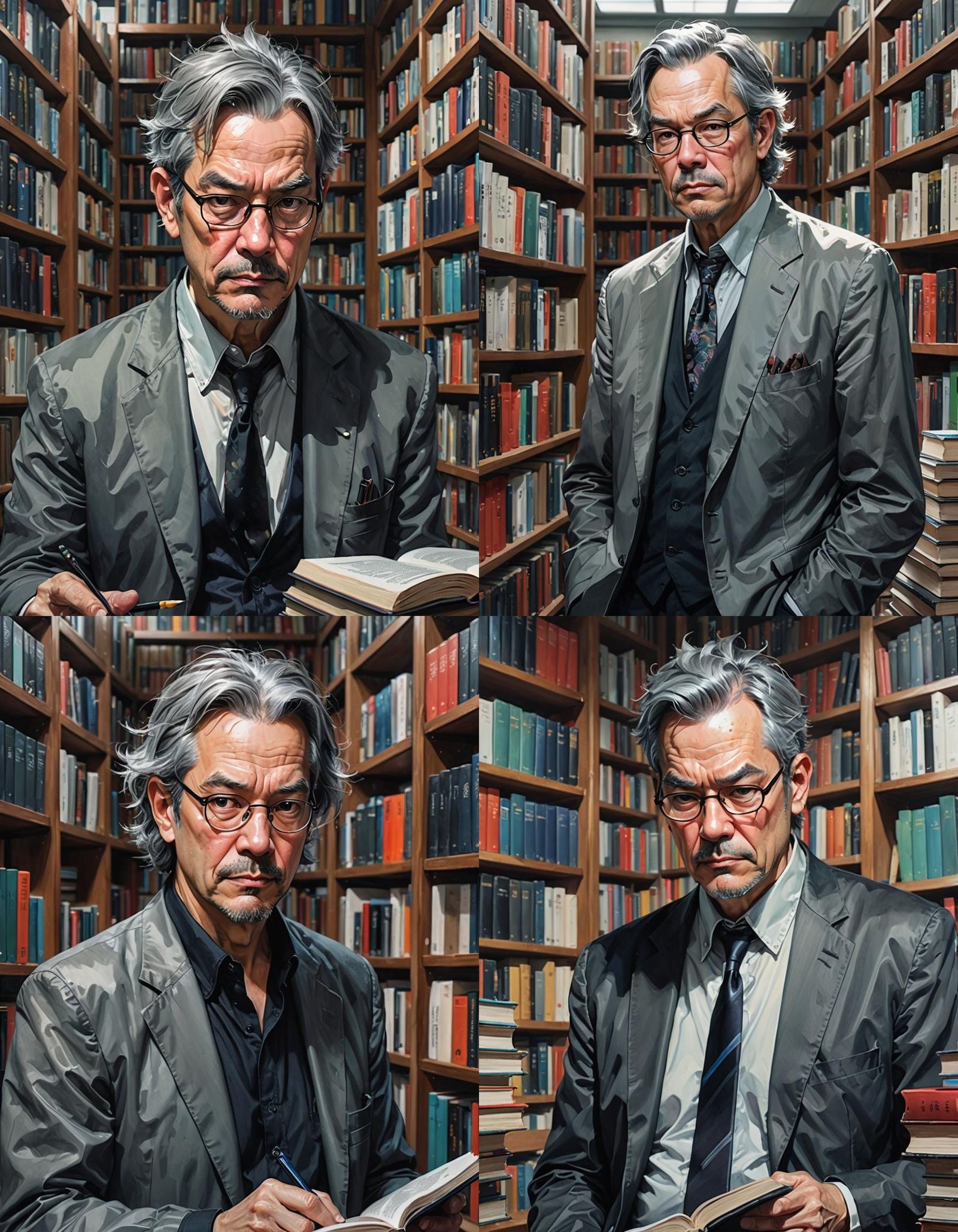 Grumpy Middle-Aged Man Portrait in Pop Surrealism Style