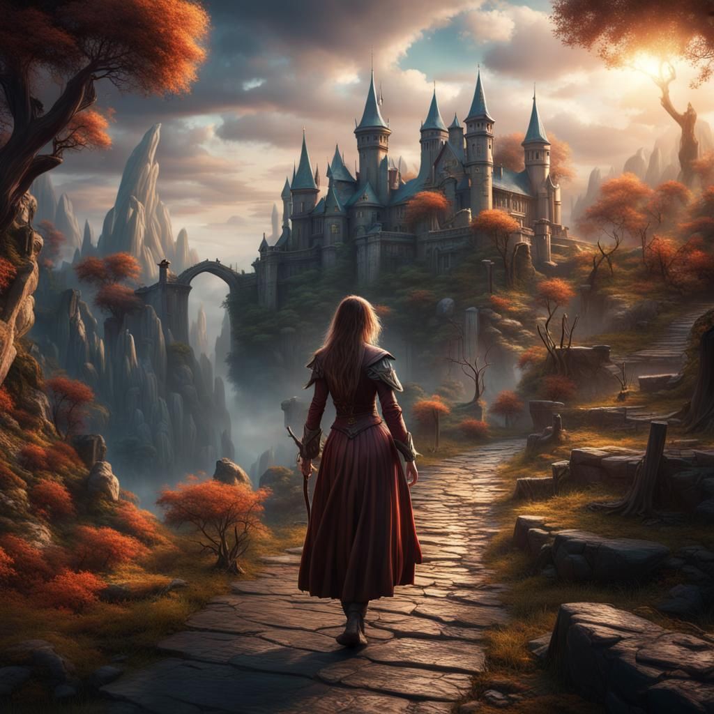 Young Sorceress in a Magical Realm: Fantasy Concept Art
