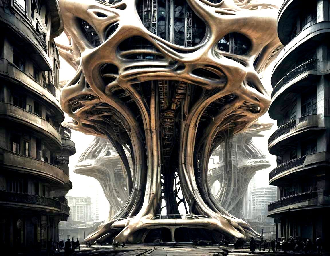 Futuristic Organic Architecture in Somber Light