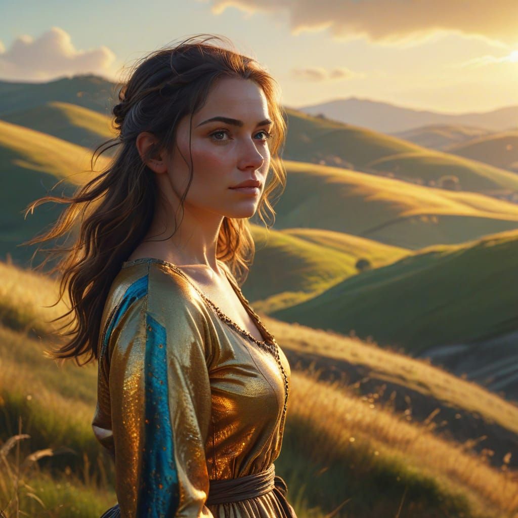 Fantasycore Countryside Person in Oil Painting Style