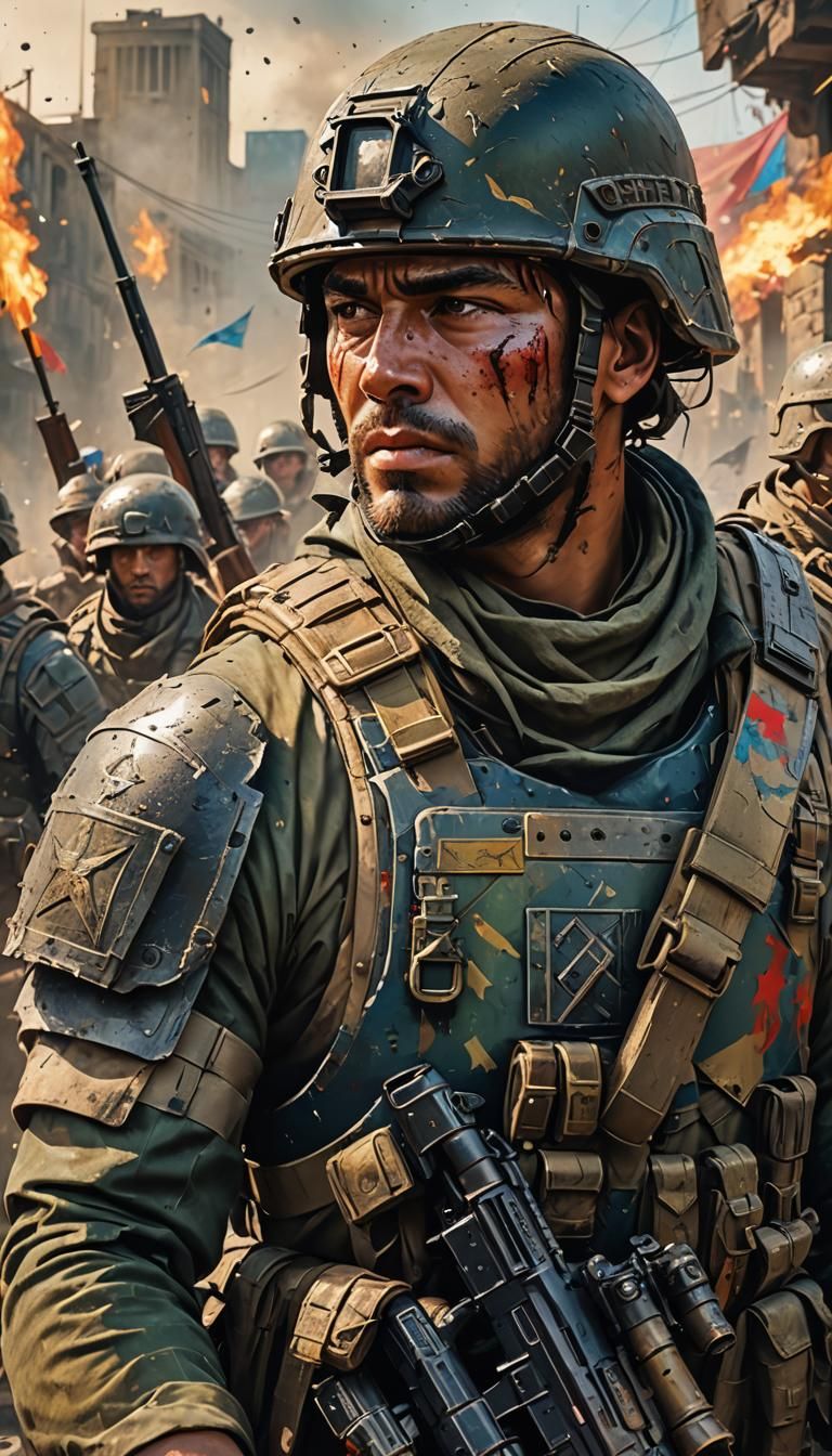 Hyperrealistic Kingdom Soldiers in Dramatic Splash Art