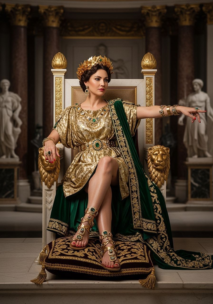 Roman Empress on Throne in Baroque Style