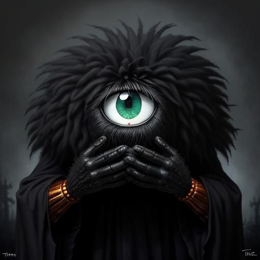 Creepy Cute Black Ghosts with Red Hands