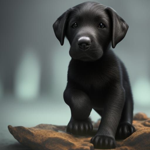 Realistic Black Lab Puppy Fantasy Concept Art