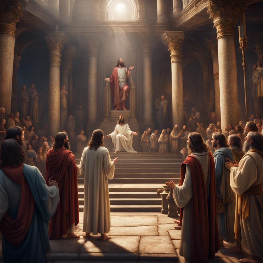 Jesus Preaching in the Temple: Detailed Matte Painting