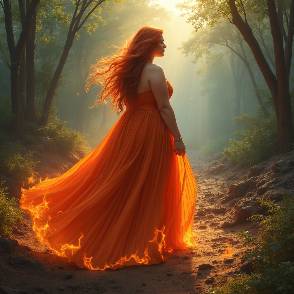 Curvy Fire Goddess at Landscape Border