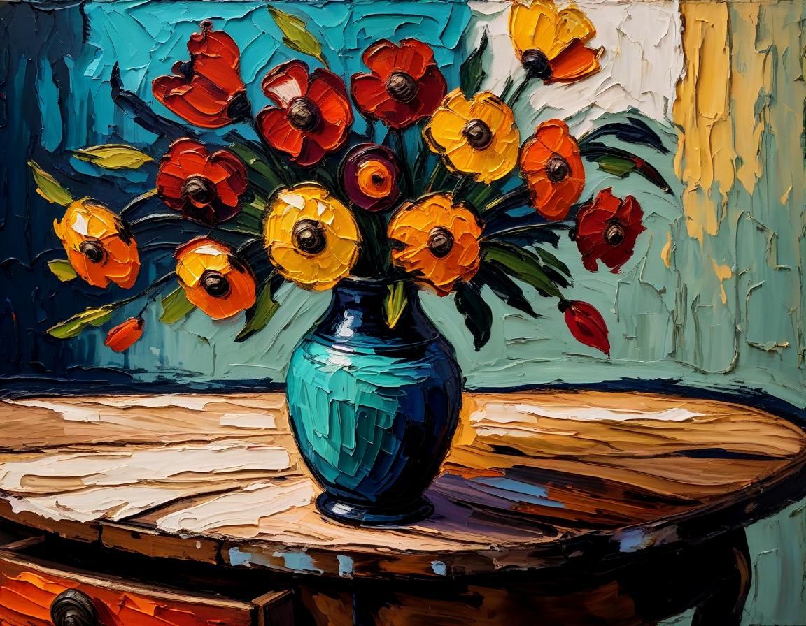 Expressionist Still Life in Bold, Impasto Brushstrokes