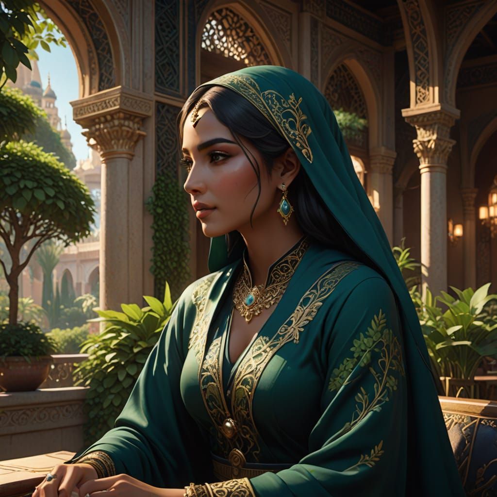 Majestic Saudi Arabian Woman in Traditional Attire, Luxury C...