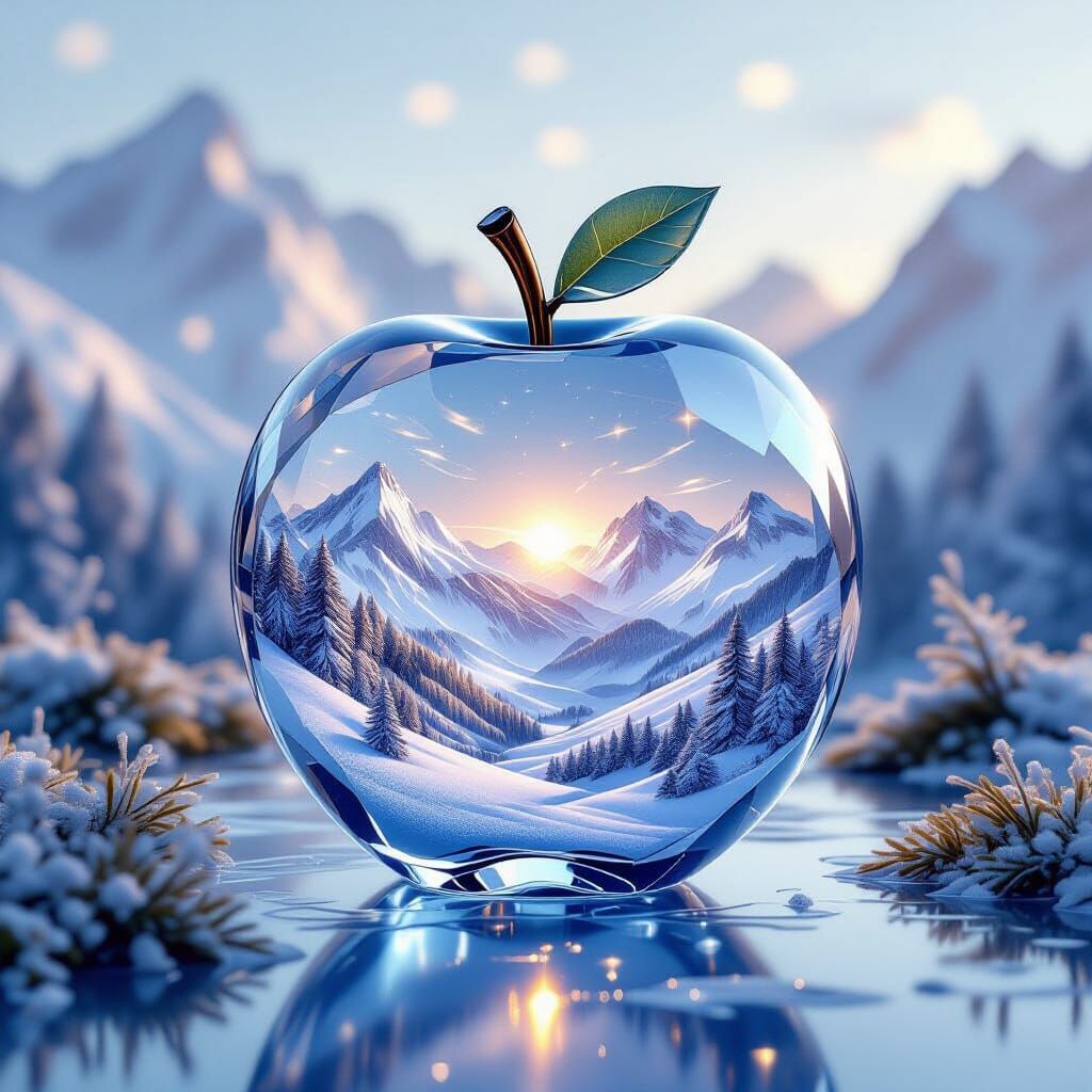 Mountain Landscape in Crystal Apple: Digital Art