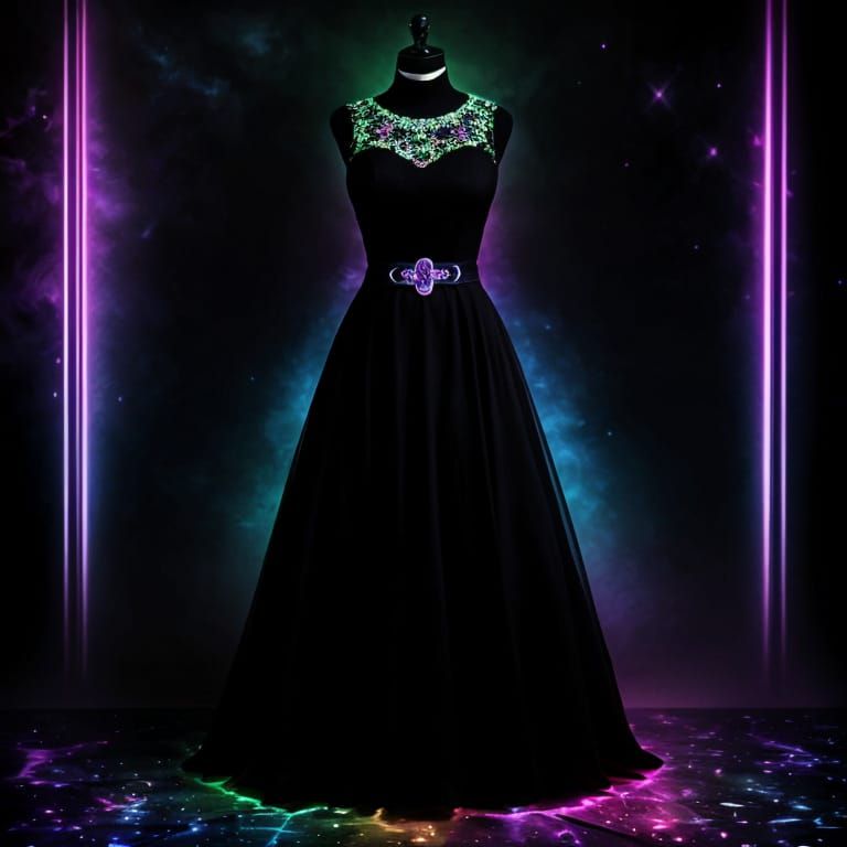 Vibrant Glow-in-the-Dark Formal Dress in Moody Neon Hues