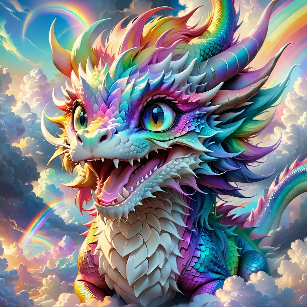 Rainbow Dragon Roaring in the Clouds: Anime Portrait
