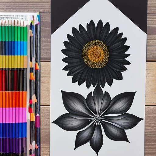 Coloring a Black and White Flower