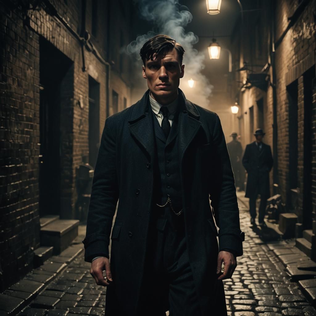 Tommy Shelby in Gritty, Cinematic Alleyway