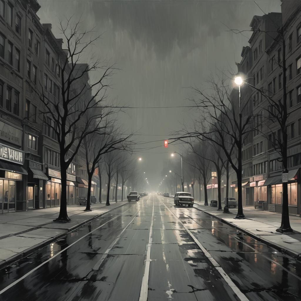 Sinister Lonely Boulevard in Fantasy Art Style