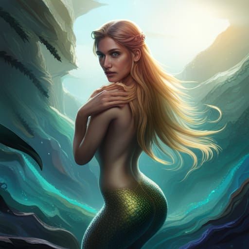 Grace The Human as a Mermaid: Fantasy Concept Art