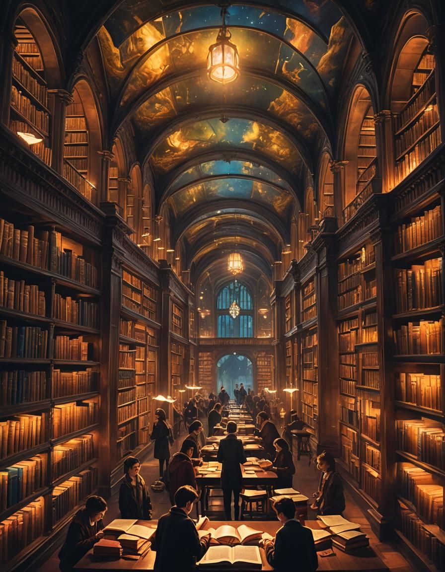 Enchanted Library: A Cinematic Study in Light and Shadow