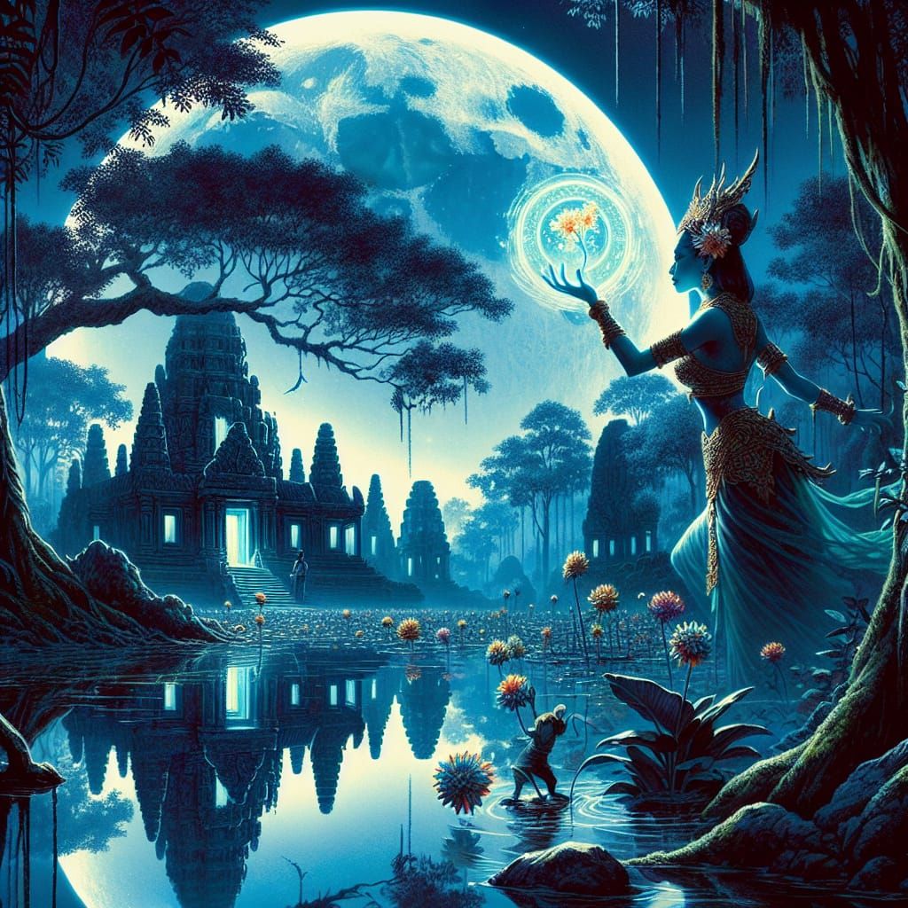 Kmer Goddess of Magic in Classic Japanese Manga Art