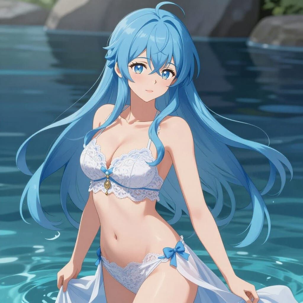 Aqua Goddess in Lace Outfit Anime Art