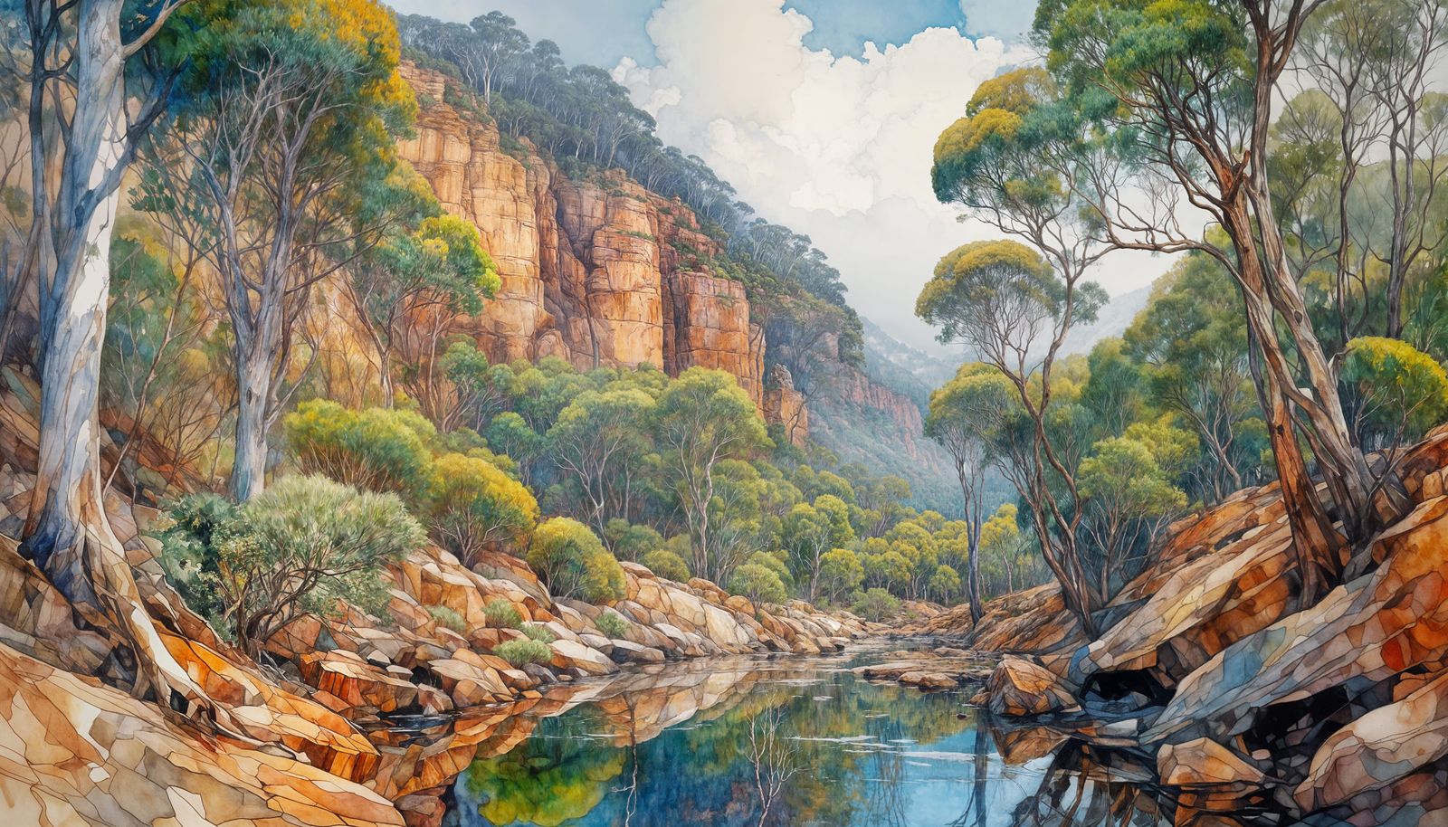 Australian Eucalyptus Landscape in the Heidelberg School Sty...