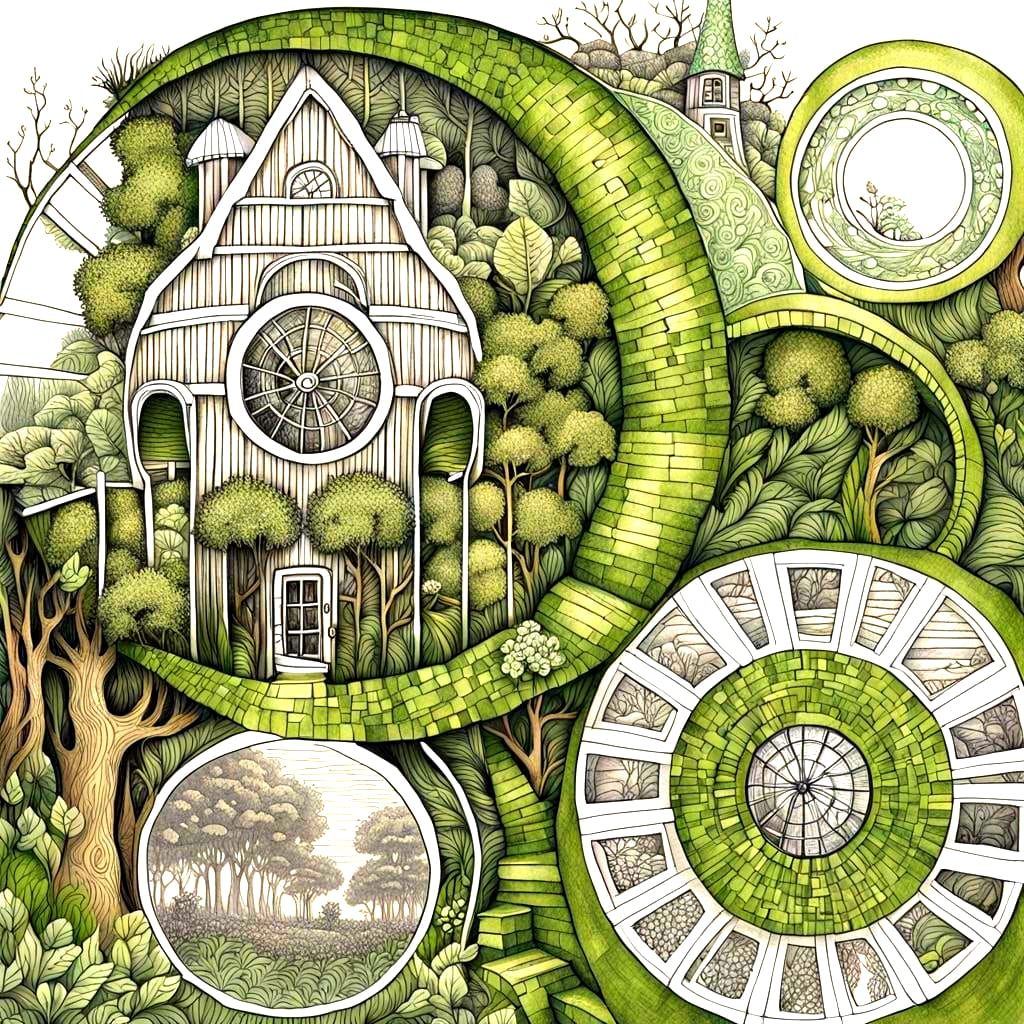 Whimsical Treehouse in Arthur Rackham Style