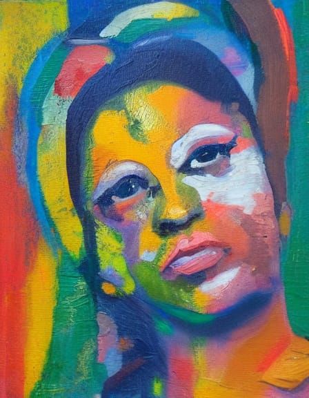 Abstract Oil Portrait of a Woman