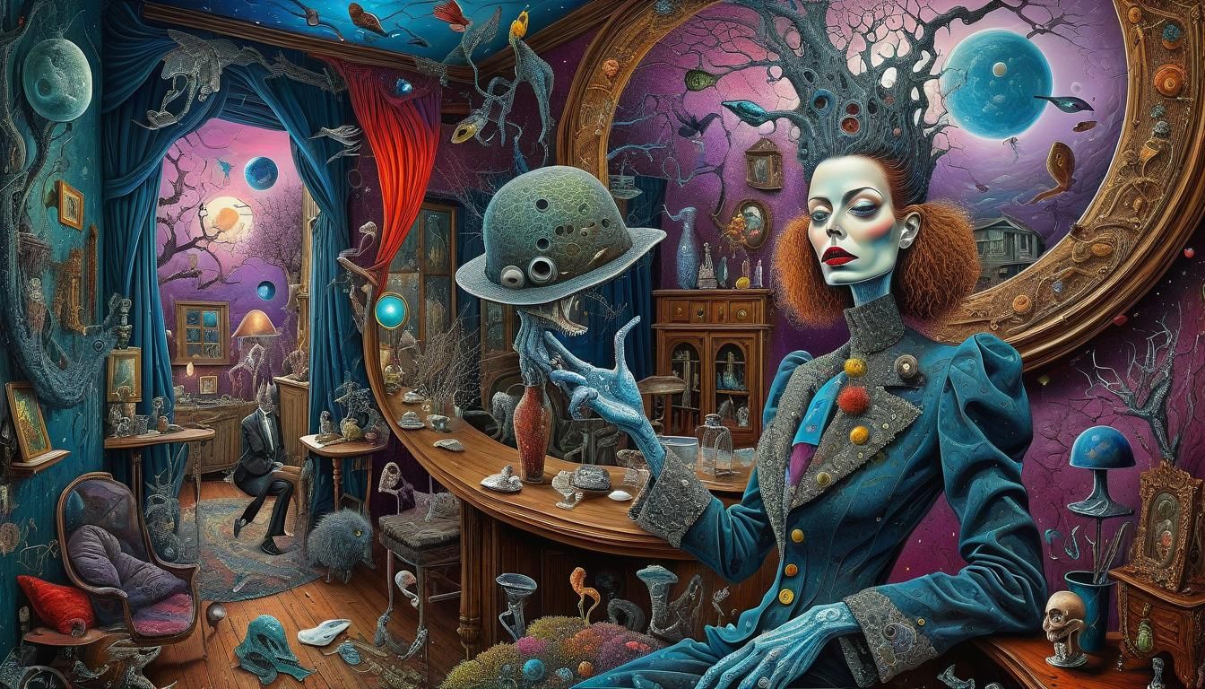 Surreal House of Crazy in Mixed Media Style