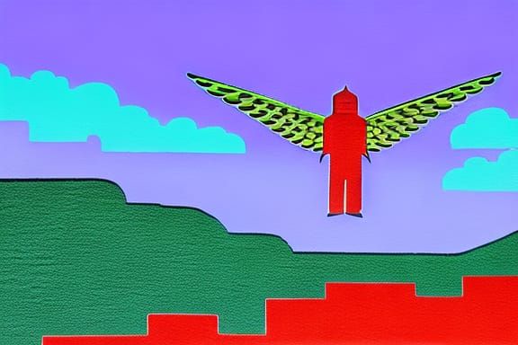Angel in the sky naïve art minimalism romanesque retrofuturism retrofuturism impressionism hyperrealism underground comi...