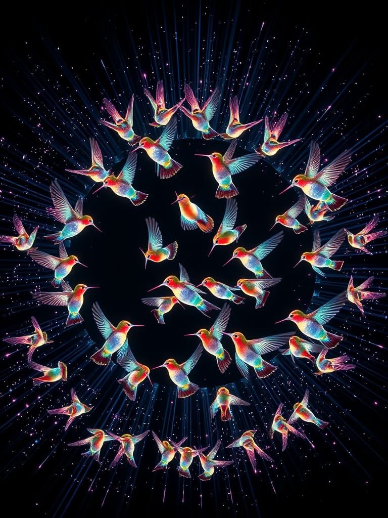 Crystalline Hummingbirds Form Fibonacci Pattern in Space
