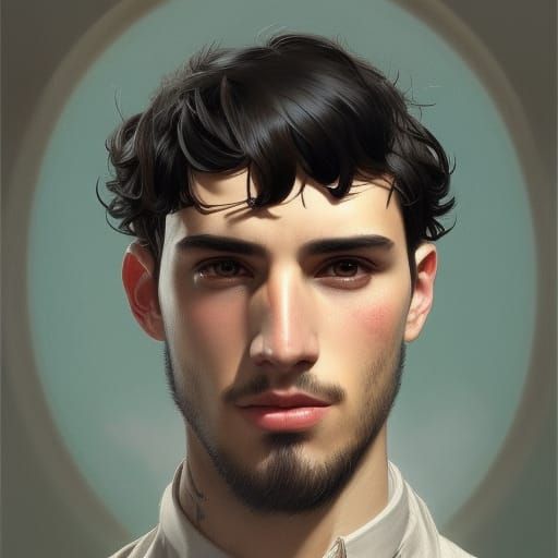 Detailed Portrait of a Jewish Boy in Art Nouveau Style