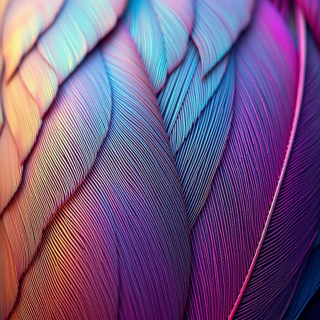 Iridescent Feathers with Intricate Patterns and Textures