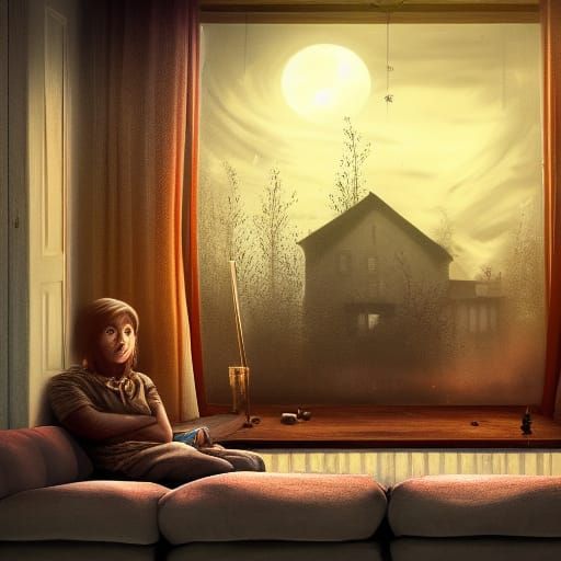 Late Night Horror Movie Scene in Matte Painting Style