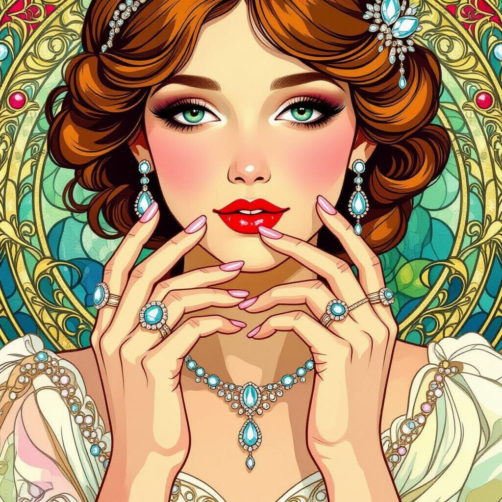 Elegant Woman's Hands Adorned with Jewels