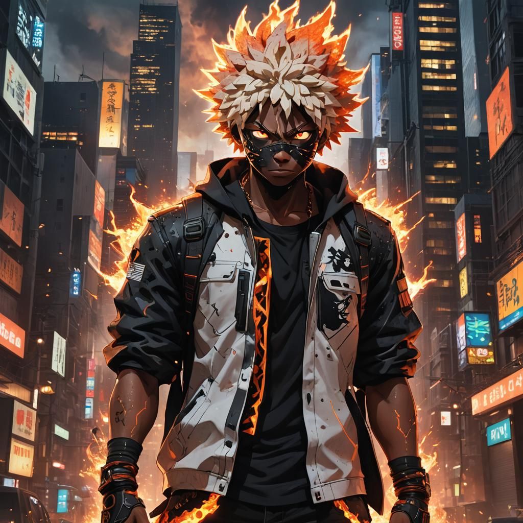 Bakugo Portrait in Gritty Urban Anime Style