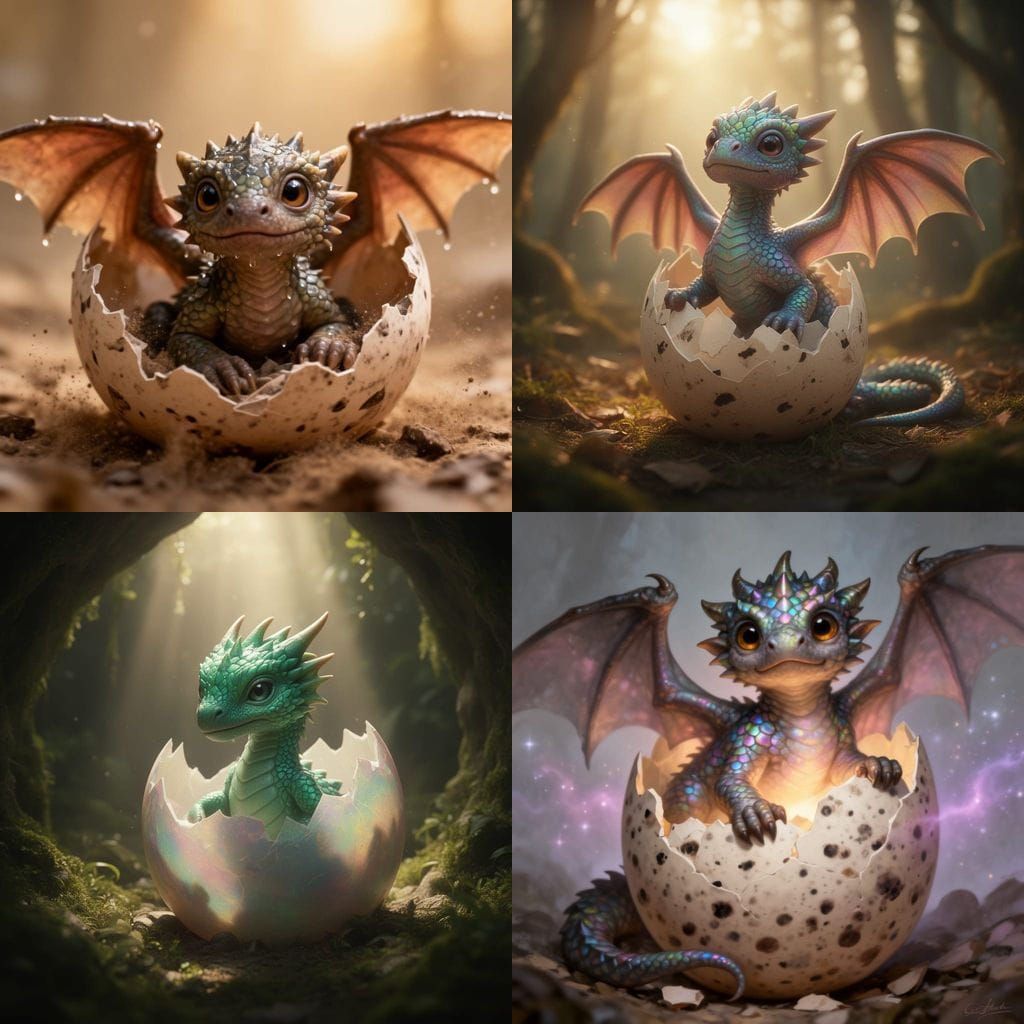 Realistic Dragon Hatching From Shell