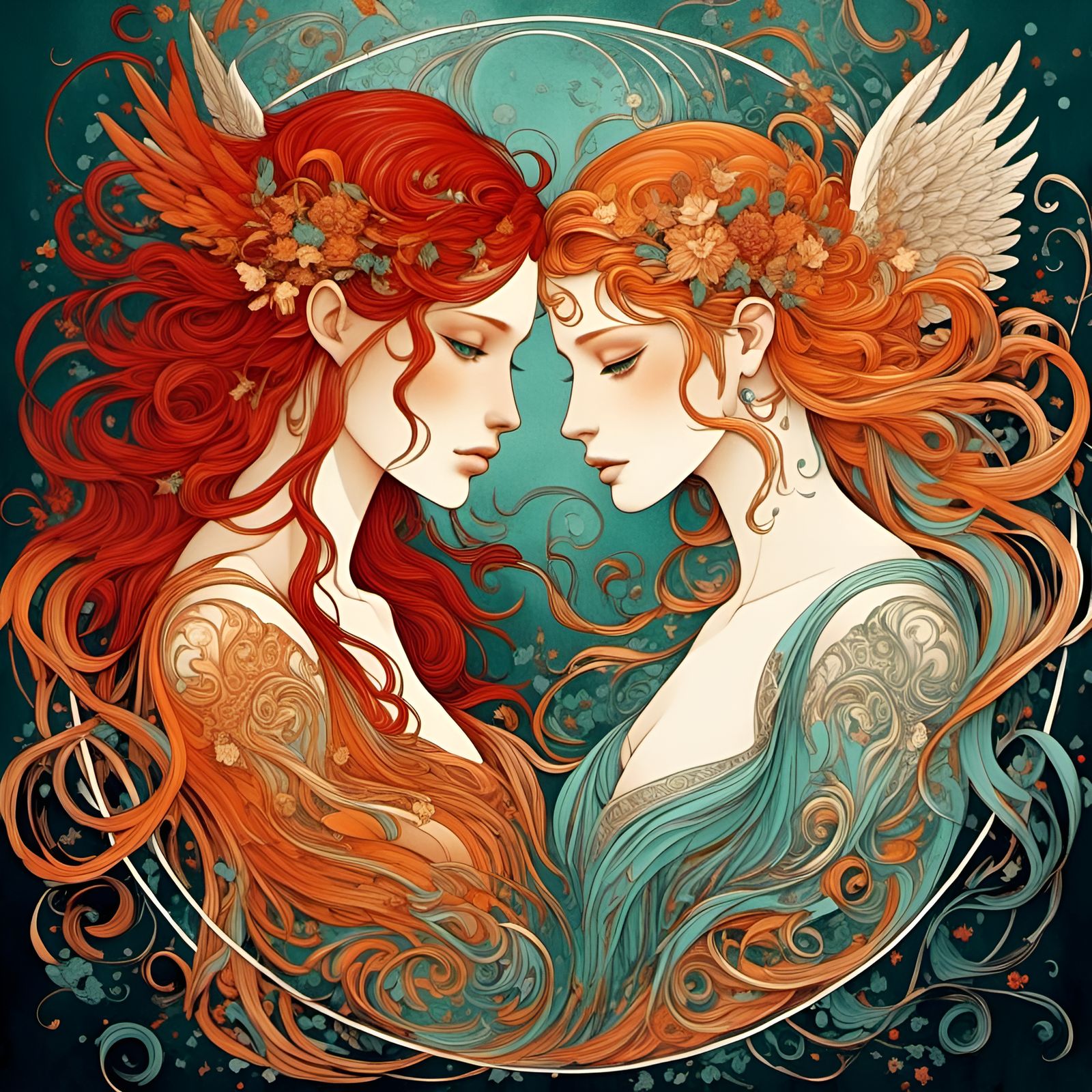 Winged Greek Goddesses in Majestic Style