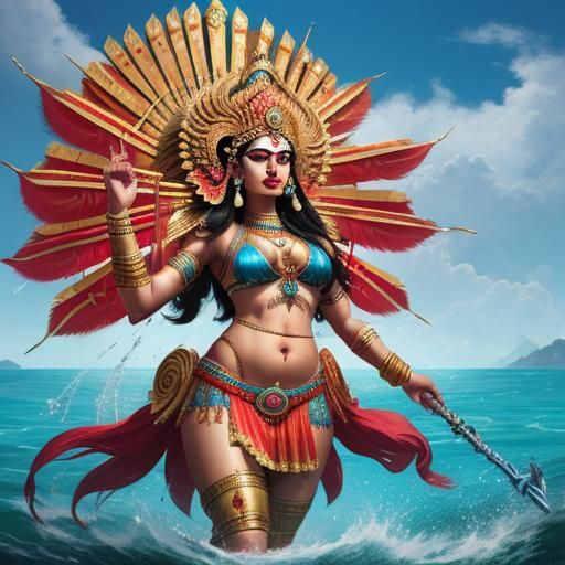 Goddess Durga in Bikini: Hyperrealistic Concept Art