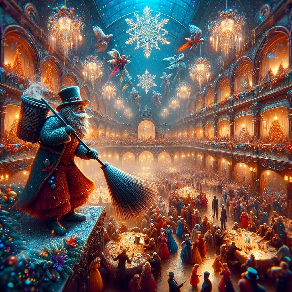 Chimney Sweep Celebrates New Year: Fantasy Concept Art