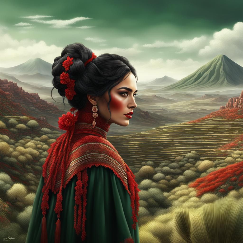 Mexican Woman Portrait in a Lush Landscape