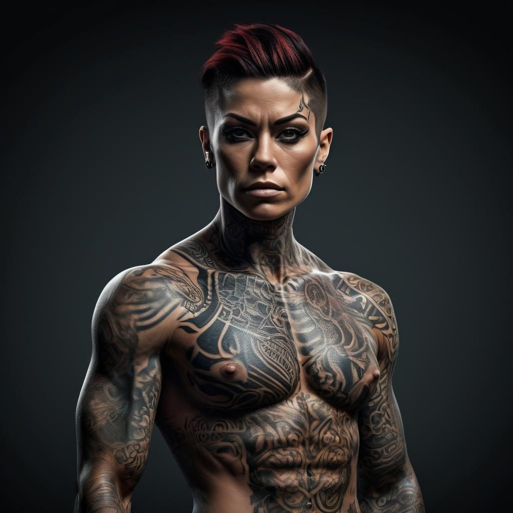 Muscular Androgynous Warrior in Hyper-Realistic Digital Art