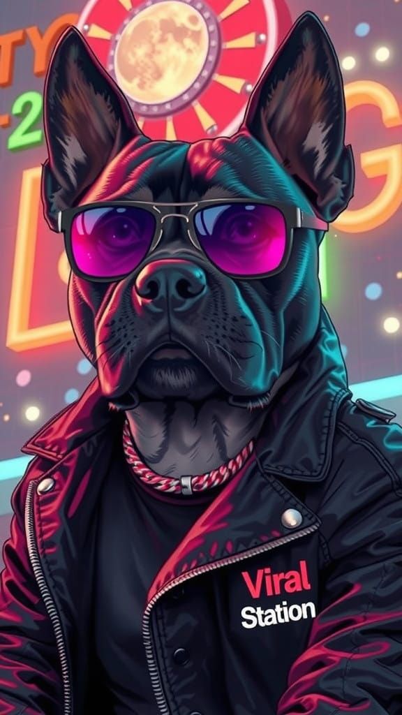 Fierce Pit-Bull Dog in Hypereal Style