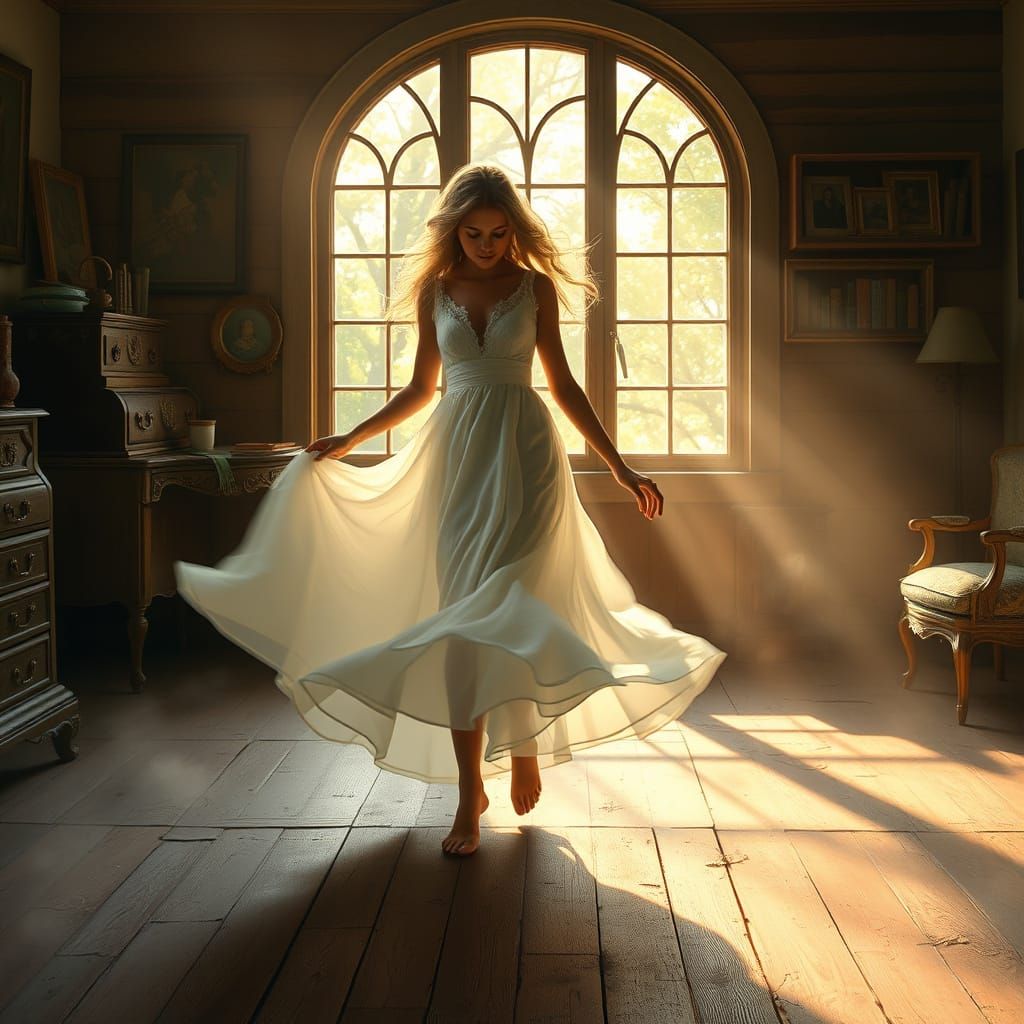 Ethereal Summer Ballerina in Vintage Study