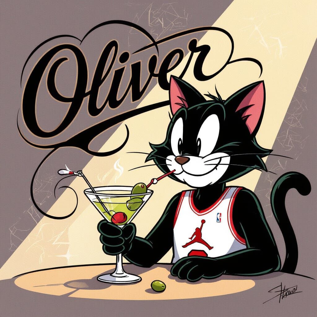 Felix the Cat Tattoo Design with Oliver Script