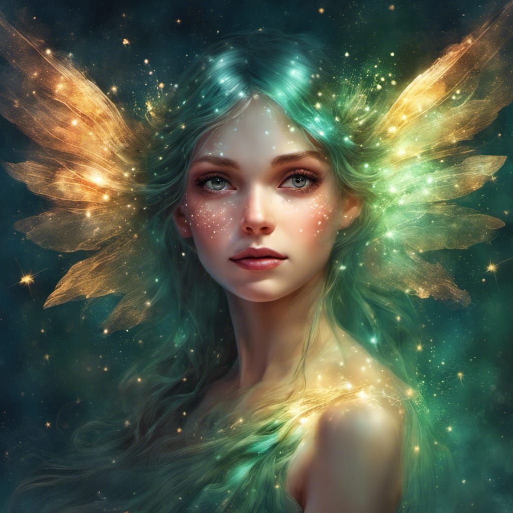 Adorable Emerald Fairy with Sparkling Wings