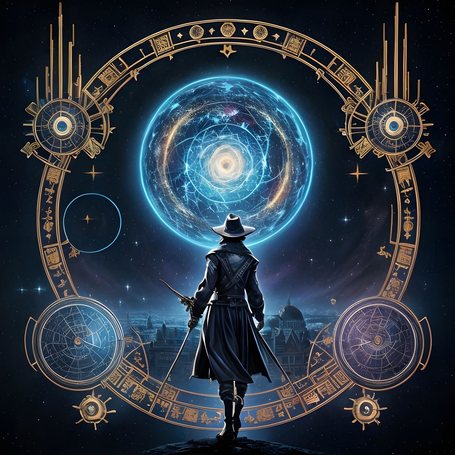 Wizard and Treasure Chest on Star Map