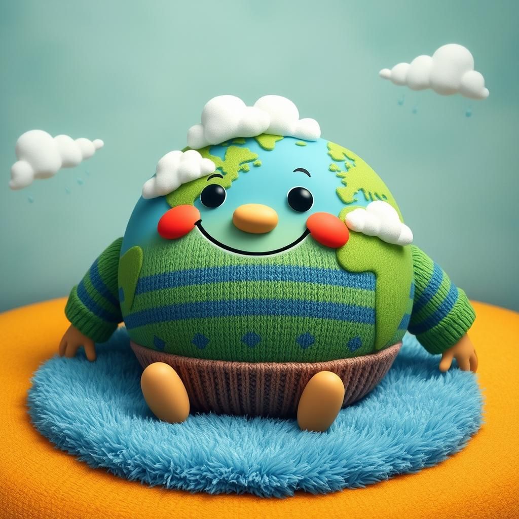 Chubby Earth in Whimsical Surrealist Style