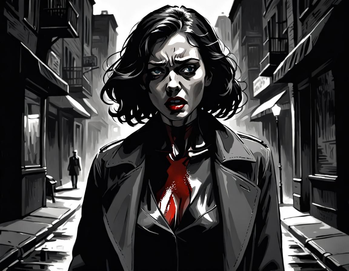 Comic Noir: Scared Woman and Killer
