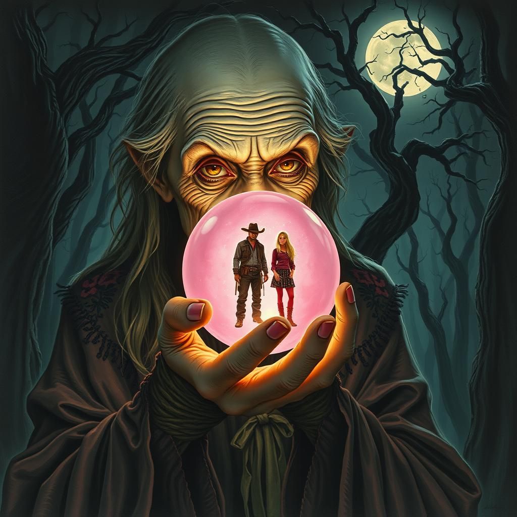 Wicked Hag Gazing into Crystal Ball