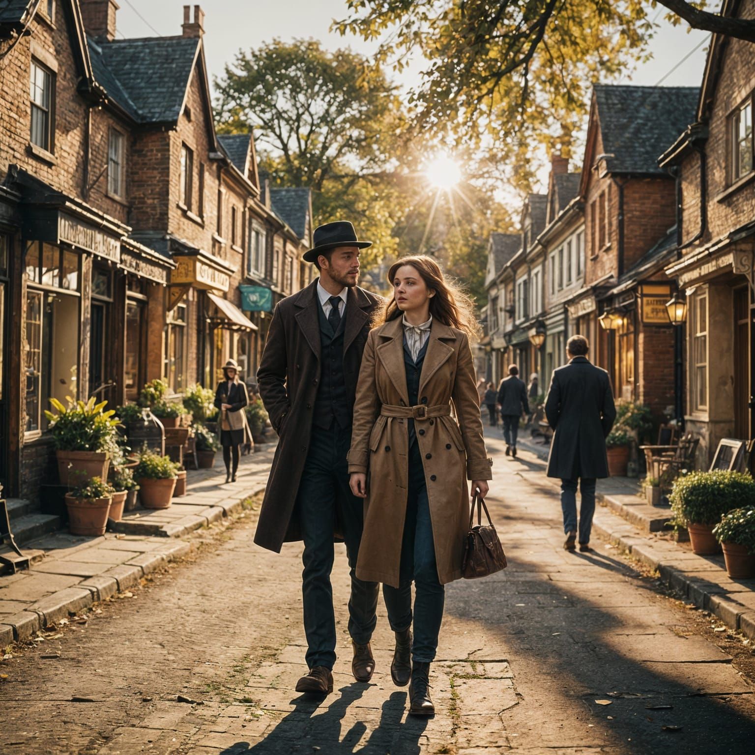 Victorian Village Stroll on a Sunny Day