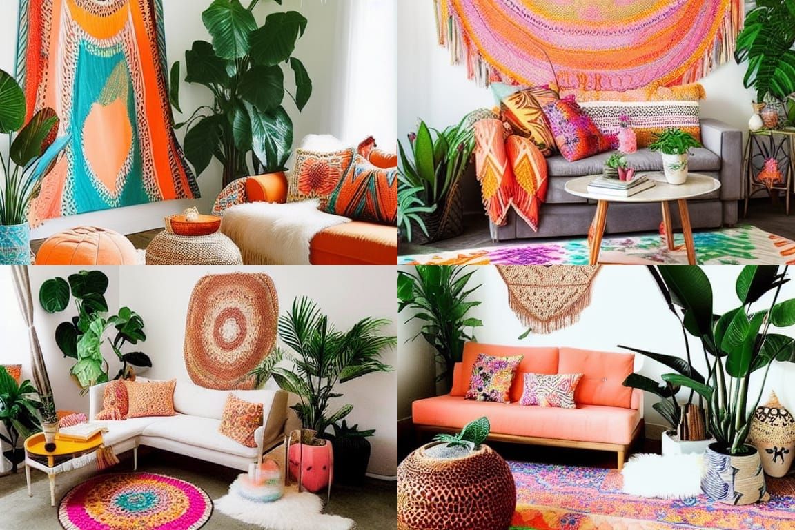Jungle Bohemian Peach Home Decor Aesthetic